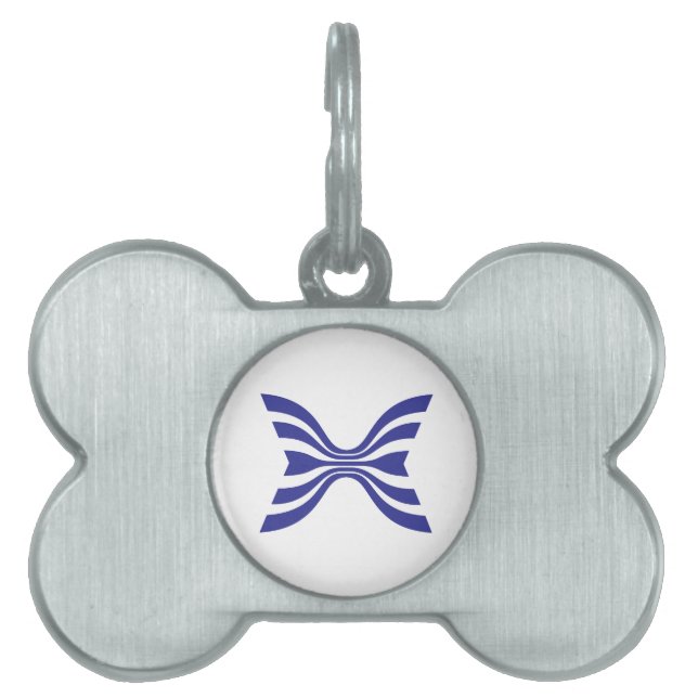 Elegant blå linje bokstav X monogram ID-bricka Husdjur (Framsidan)