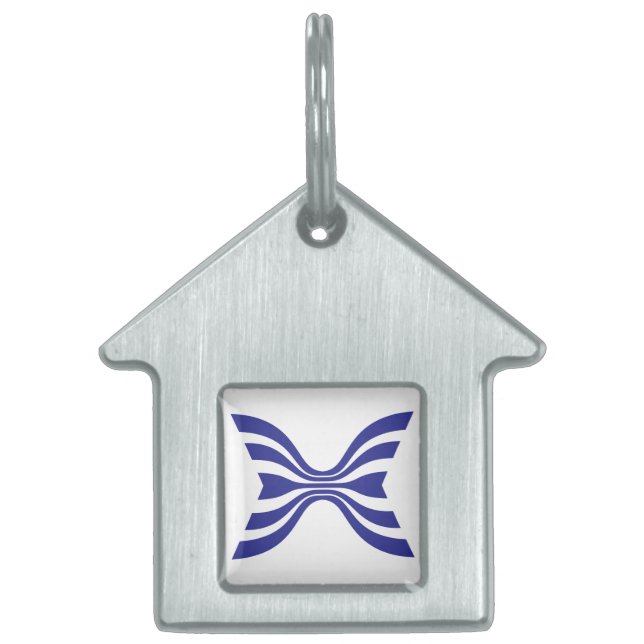 Elegant blå linje bokstav X monogram ID-bricka Husdjur (Framsidan)