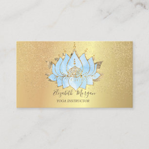 Elegant blå lotus guldkonfetti Yoga Visitkort