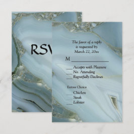 Elegant blå marmor agat RSVP med menyval OSA Kort
