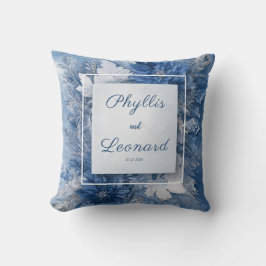 Elegant blå marmor blommande bröllop kudde