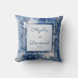 Elegant blå marmor blommande bröllop kudde