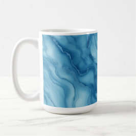 Elegant blå marmor med flytande vågformad design kaffemugg