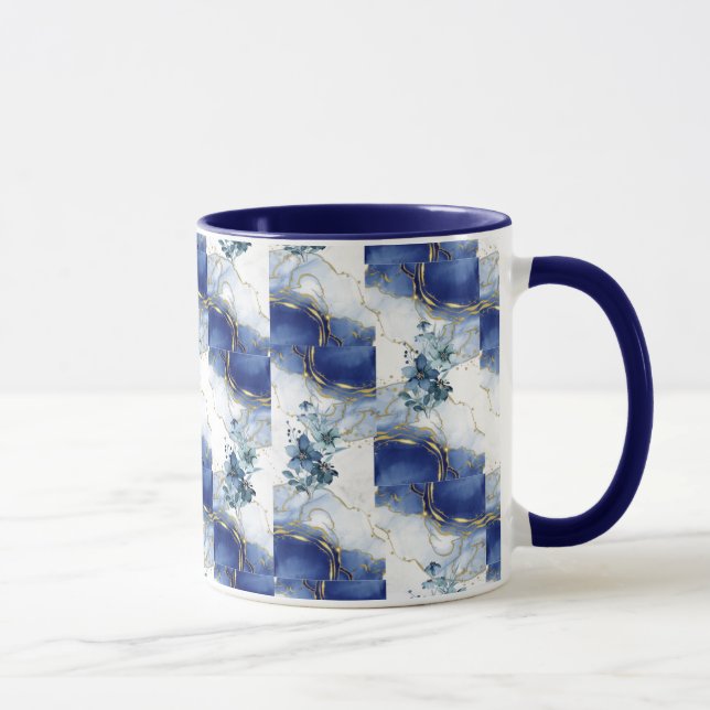 Elegant Blå Marmor  Mugg (Höger)