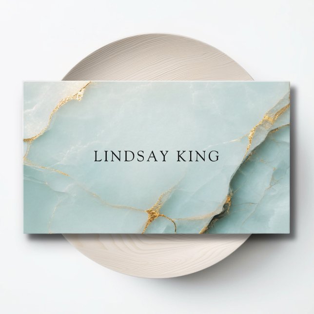 Elegant blå marmor QR-kod visitkort Tidsbeställning Kort (Elegant Blue Marble QR Code Business Card)