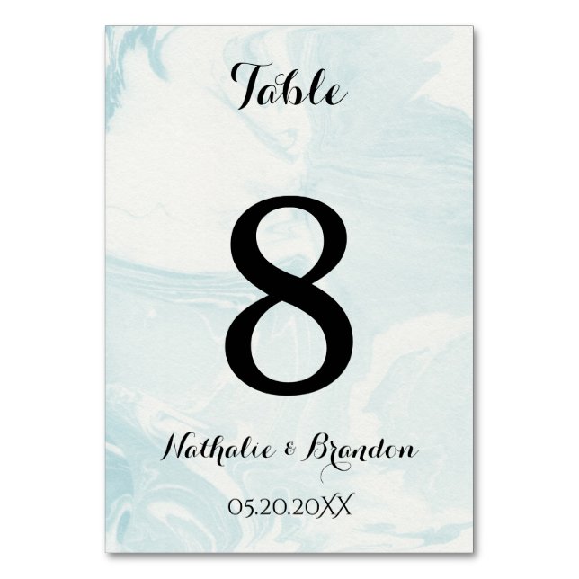 Elegant blå marmorbord nummer bordsnummer (Baksidan)