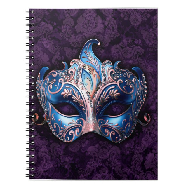 Elegant blå maskeradmask anteckningsbok (Framsidan)