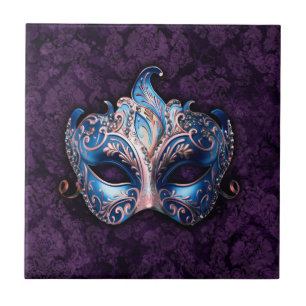 Elegant blå maskeradmask kakelplatta