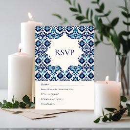 Elegant blå medelhavsplattforms bröllop RSVP-kort OSA Kort