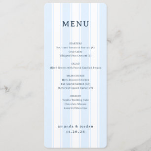 Elegant Blå Minimalistisk Bröllopsmeny Meny