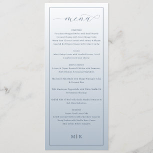 Elegant Blå Minimalistisk Bröllopsmeny Meny