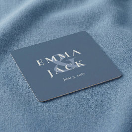 Elegant blå minimalistisk et-tecken bröllop  underlägg papper kvadrat