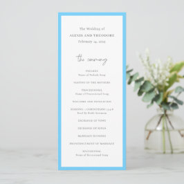 Elegant Blå Modern Bröllop Program