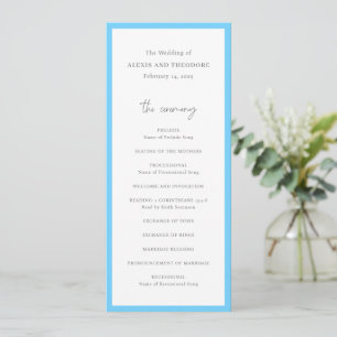 Elegant Blå Modern Bröllop Program