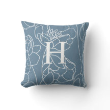 Elegant Blå Modern Vildblomma Monogram Namn