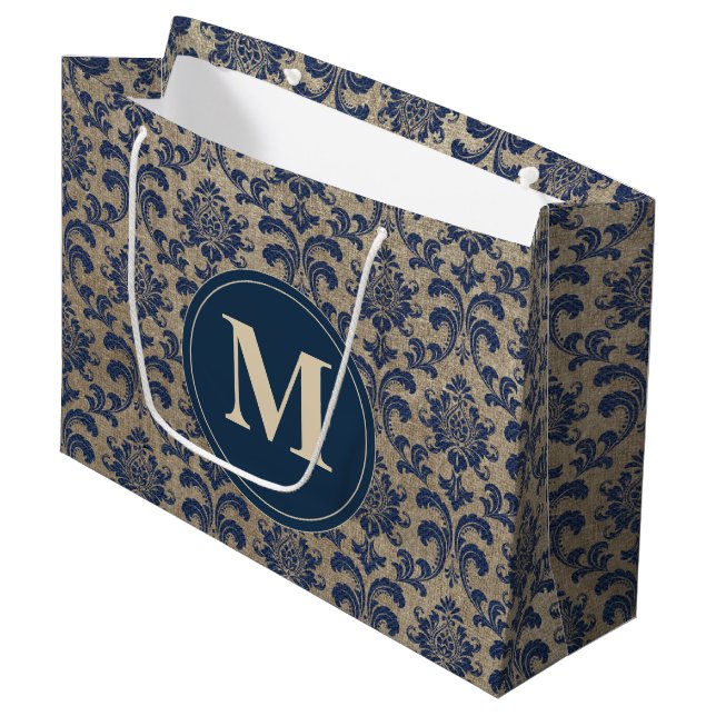 Elegant Blå Monogram (Framsidan Vinklad)