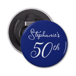 Elegant Blå monogram 50:e Födelsedagsfesten Flasköppnare