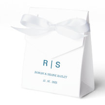 Elegant blå monogram bröllopspresentförpackning