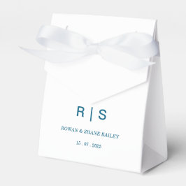 Elegant blå monogram bröllopspresentförpackning presentaskar