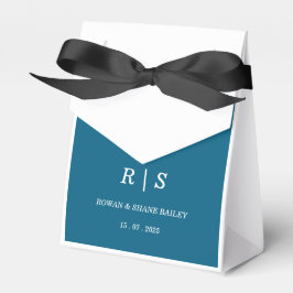 Elegant blå monogram bröllopspresentförpackning presentaskar