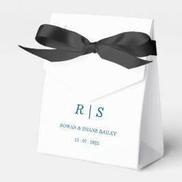 Elegant blå monogram bröllopspresentlåda presentaskar