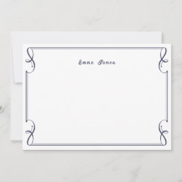 Elegant Blå Monogram Gräns Personlig Anteckningskort