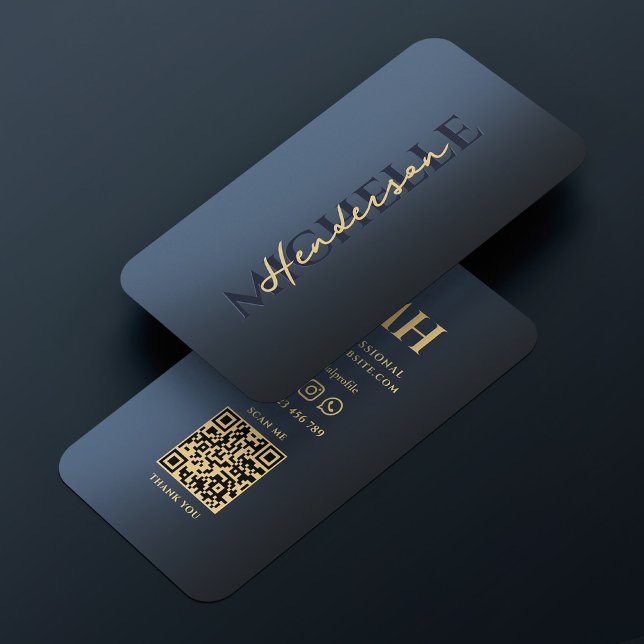 Elegant Blå Monogram Professionell Modern Visitkort (Elegant Shiny Blue Monogram Professional Modern Business Card
)