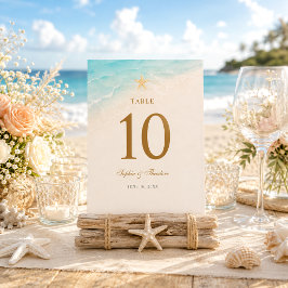 Elegant Blå Ocean Sjöstjärna Bröllop Bordsnummer