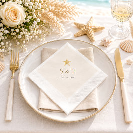 Elegant Blå Ocean Sjöstjärna Bröllop Pappersservett