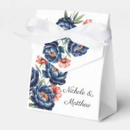 Elegant blå och bränd orange blomsterbröllop presentaskar