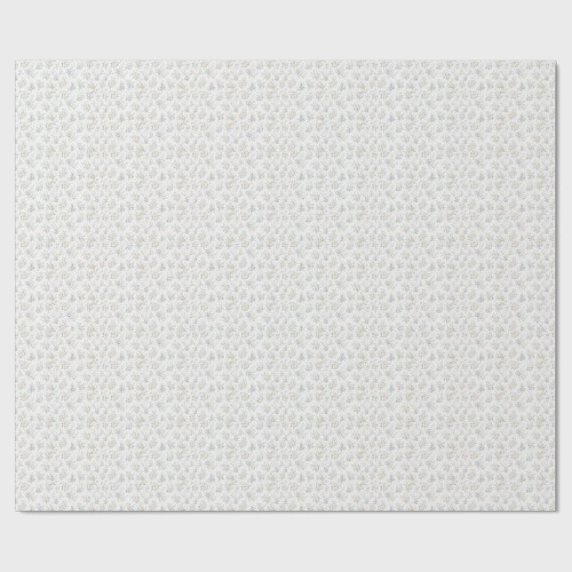 Elegant blå och elfenbensfärgad blomster presentpapper (Platt)