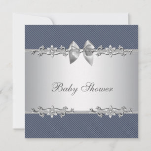 Elegant blå och grå baby boy shower inbjudningar