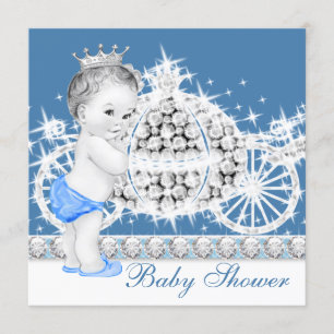 Elegant blå och grå prins baby shower inbjudningar