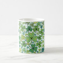 Elegant blå och grön Shamrock-klöver Mönster Kopp