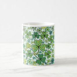 Elegant blå och grön Shamrock-klöver Mönster Kopp