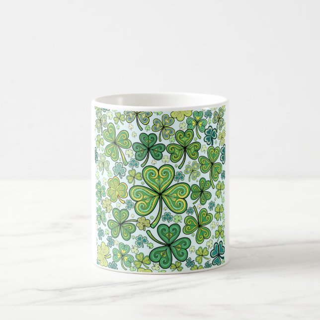 Elegant blå och grön Shamrock-klöver Mönster Kopp (Center)