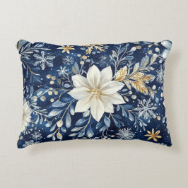 Elegant blå och gul julstjärna prydnadskudde