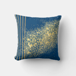 Elegant blå och guld kastkudde kudde