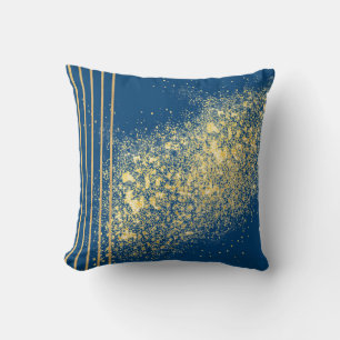 Elegant blå och guld kastkudde kudde