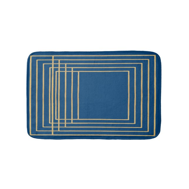 Elegant blå och guld ramar Badrumsmattor (Framsidan)