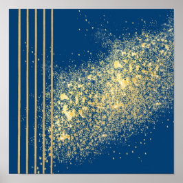 Elegant blå och Guld rand Poster Papper (projektio