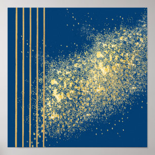 Elegant blå och Guld rand Poster Papper (projektio