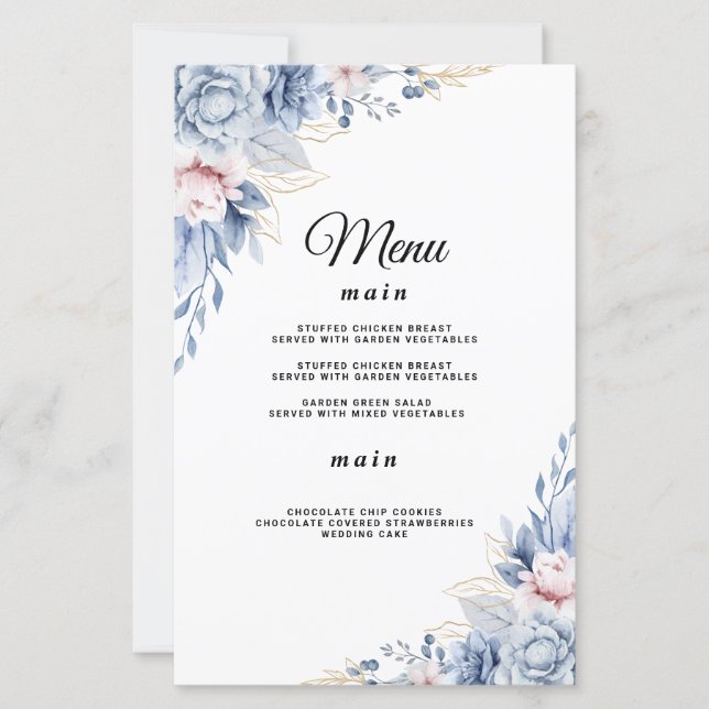 Elegant blå och rosa blomsterbröllop (Framsida)