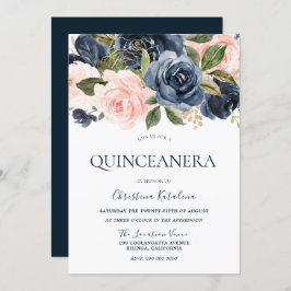 Elegant Blå och Rosa Quinceanera Inbjudningar