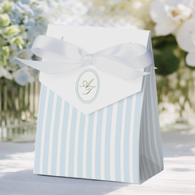 Elegant blå och salvia randig  presentaskar (Skapare uppladdad)