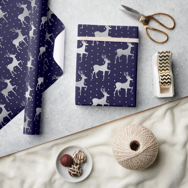 Elegant blå och silverfolie ren jul presentpapper (Hantverk)
