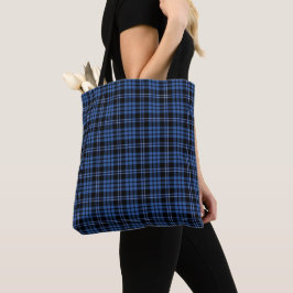 Elegant blå och svart Tartan Plaid-mönster Tygkasse