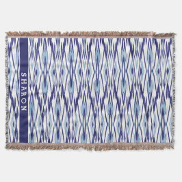 Elegant blå och vit akvatell-ikat-mönster mysfilt