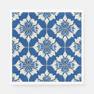 Elegant blå och vit blommig mönster pappersservett