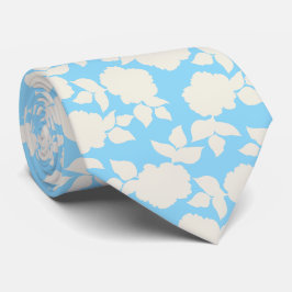 Elegant blå och vit blommig mönster slips